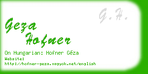 geza hofner business card